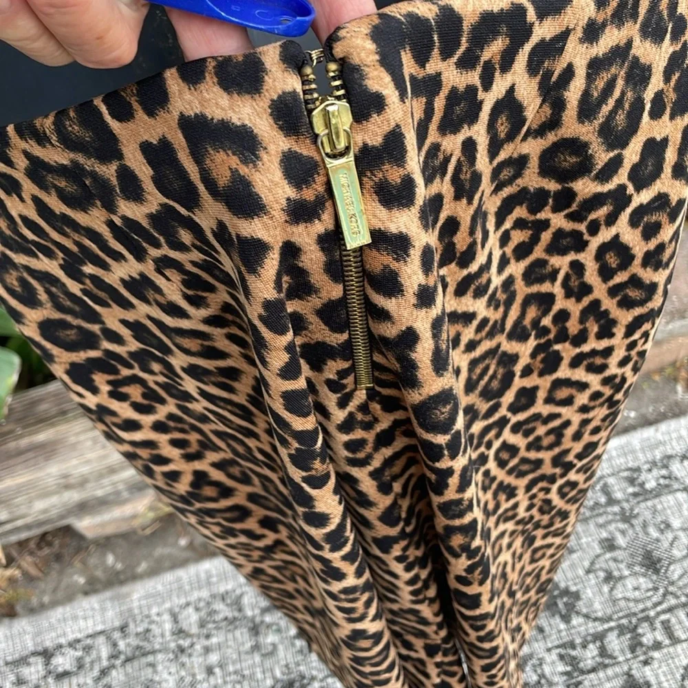 Michael Kors, leopard print pencil skirt with exposed back zipper